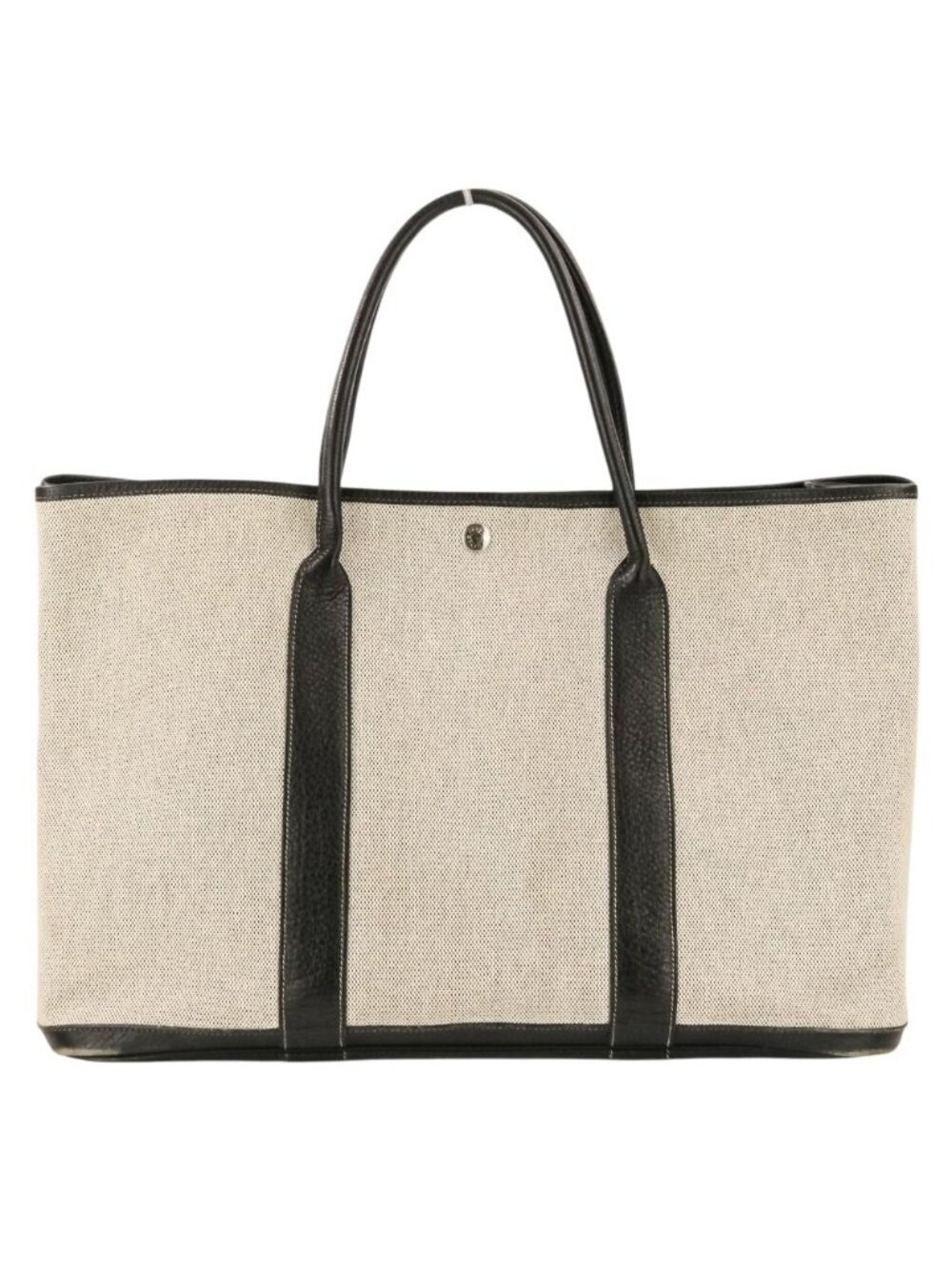 Hermes Garden Party MM Toile H Tote Black White